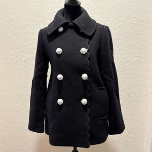 Kate Spade Out West Scallop Black Wool Peacoat Size: XS NWT